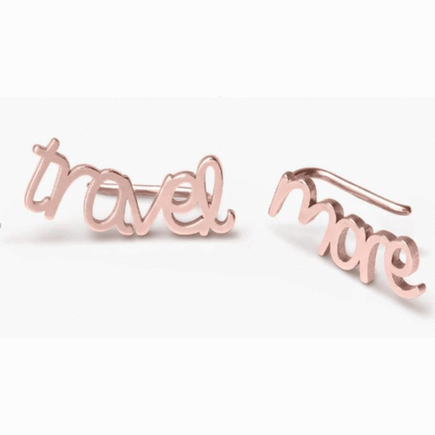 Mother's Day Gift Personalized Name Stud Earrings for Her Rose Gold-Engravingift
