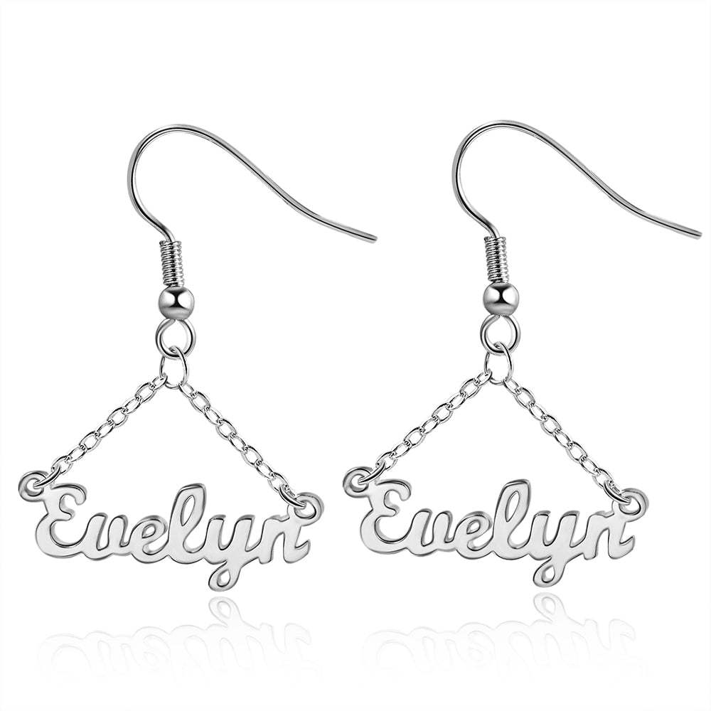 Mother's Day Gift Personalized Name Earrings Custom Drop Earrings for Women-Engravingift