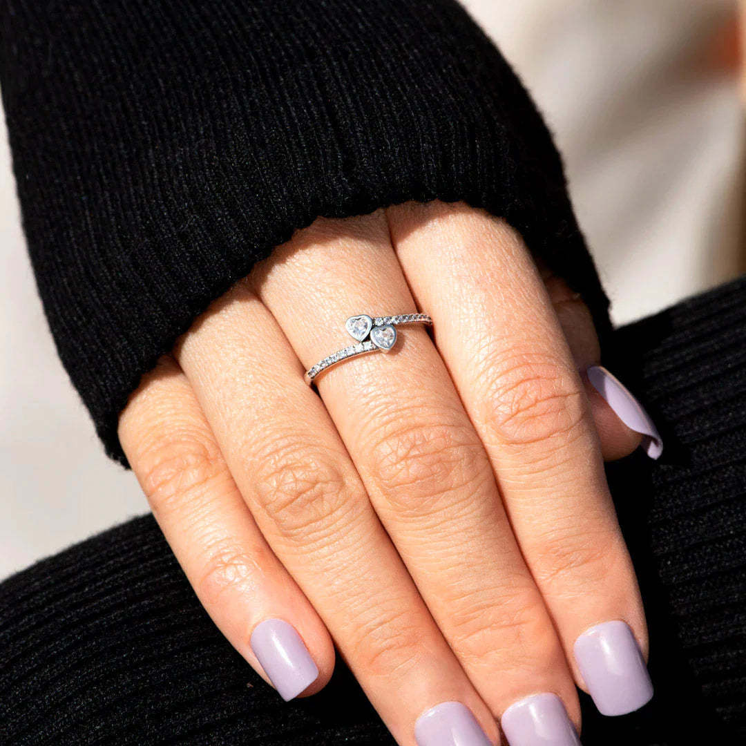 Mother's Day Gift To My Mom Double Heart Ring "Thank You for Being My Mom"-Engravingift