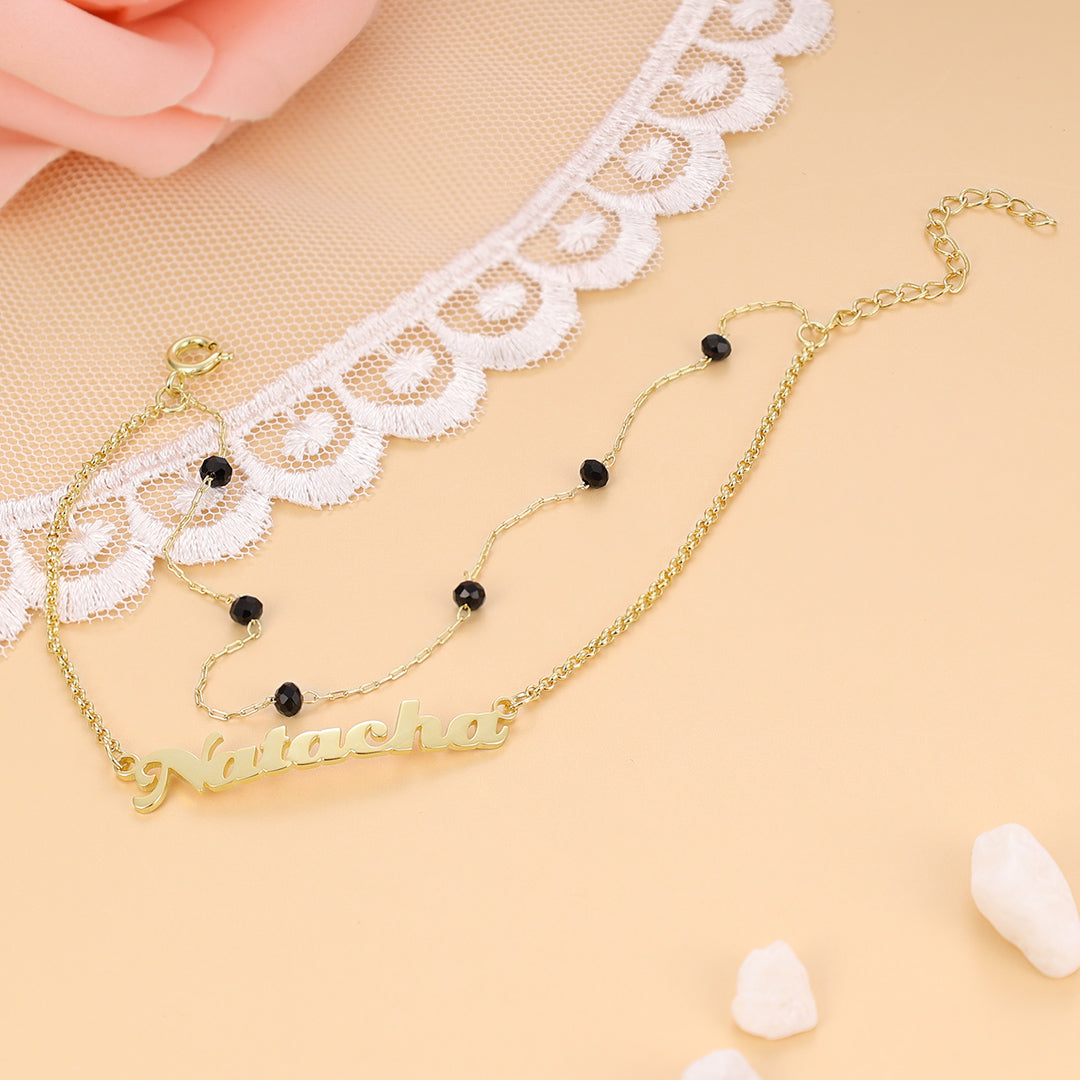 Mother's Day Gift Custom Name Anklet Bracelet Double Layers Anklet for Women-Engravingift
