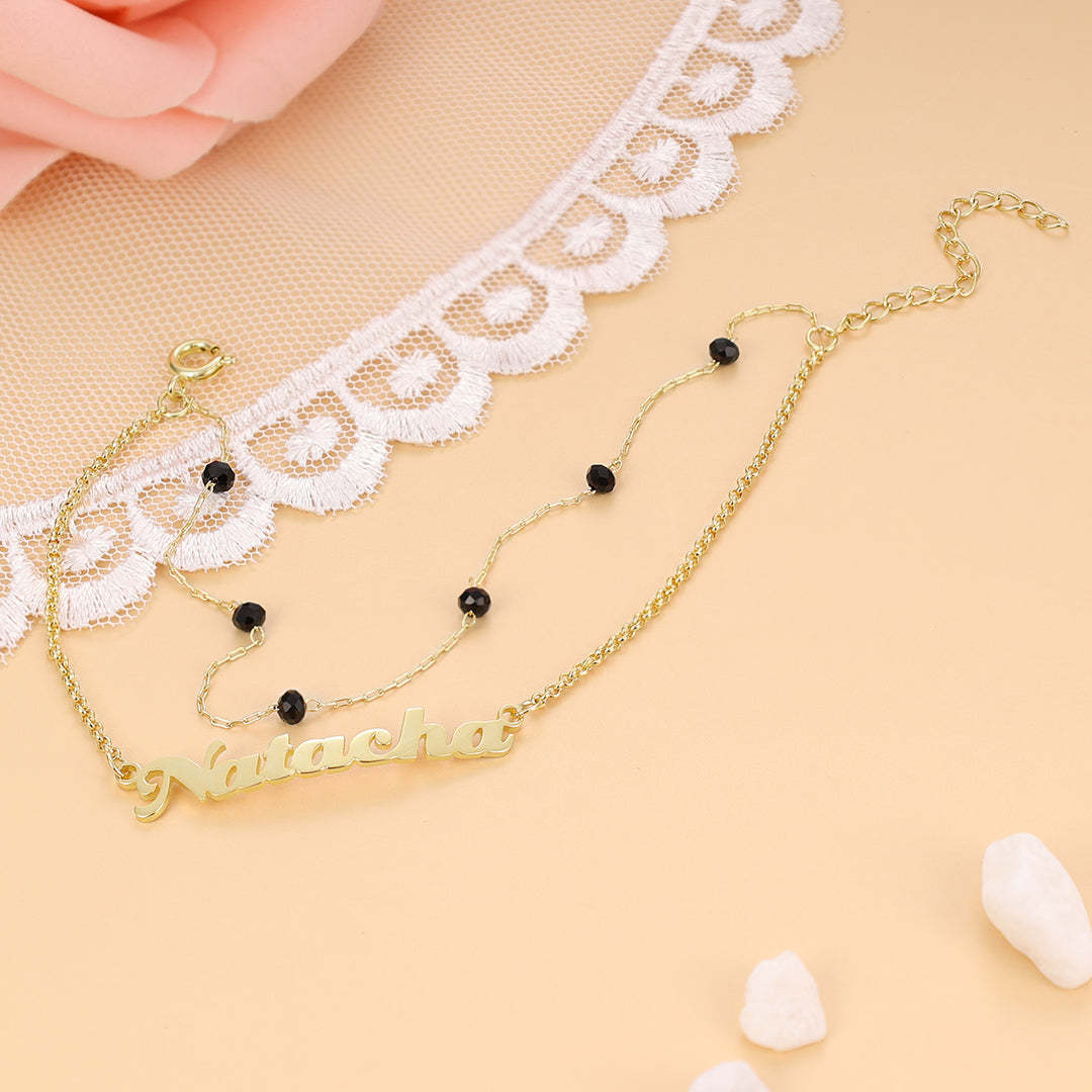Mother's Day Gift Custom Name Anklet Bracelet Double Layers Anklet for Women-Engravingift