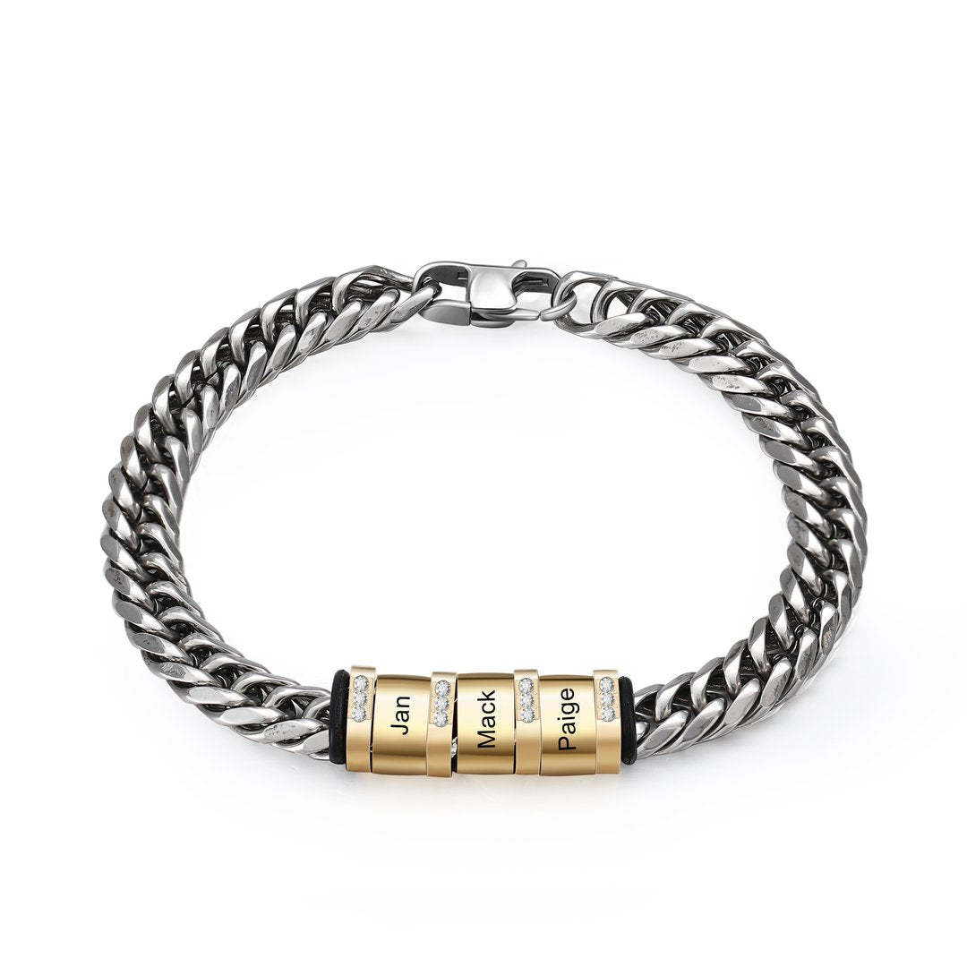 Christmas Gift Personalized Cuban Chain Bracelet Custom Diamond Beads