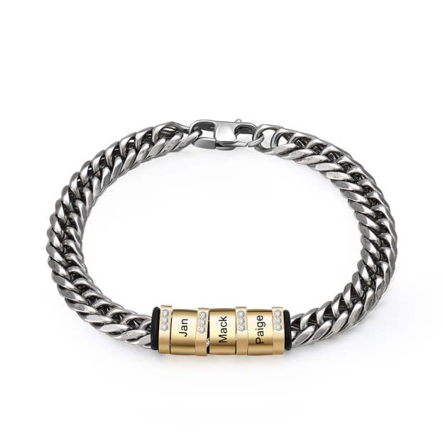 Christmas Gift Personalized Cuban Chain Bracelet Custom Diamond Beads