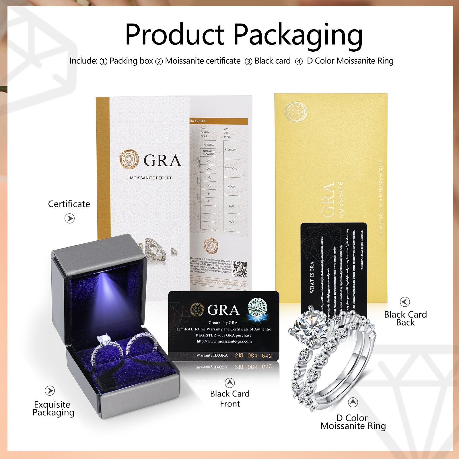 Mother's Day Gift Round Cut Moissanite Diamond Ring Engagement Ring Set-Engravingift