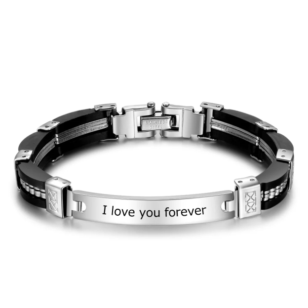 Men Bracelet Custom Text ID Bar Bracelet for Him