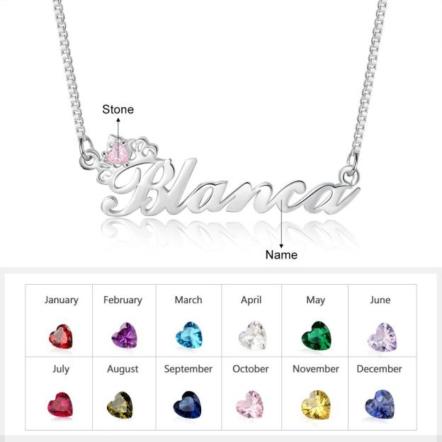Mother's Day Gift Crown Name Necklace with BirthstonePersonalized Name Necklace-Engravingift