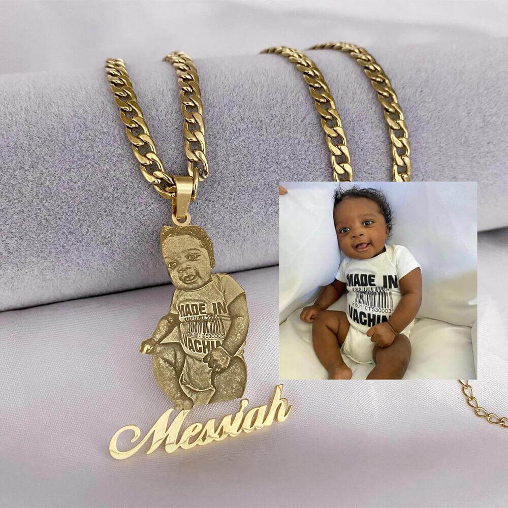 Mother's Day Gift Custom Photo Portrait Engraved Necklace-Engravingift