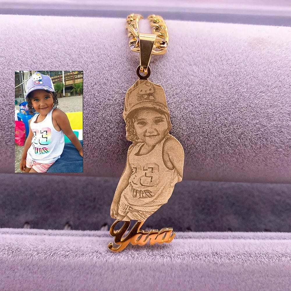 Mother's Day Gift Custom Photo Portrait Engraved Necklace-Engravingift