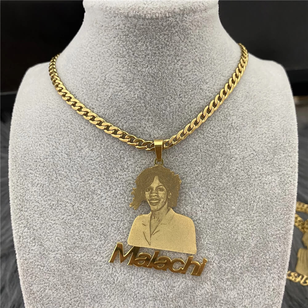 Mother's Day Gift Custom Photo Portrait Engraved Necklace-Engravingift