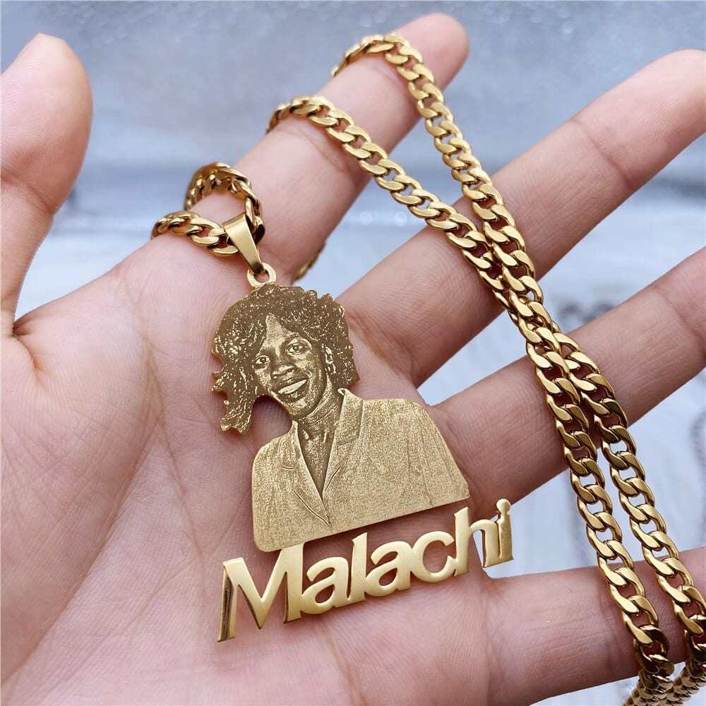 Mother's Day Gift Custom Photo Portrait Engraved Necklace-Engravingift