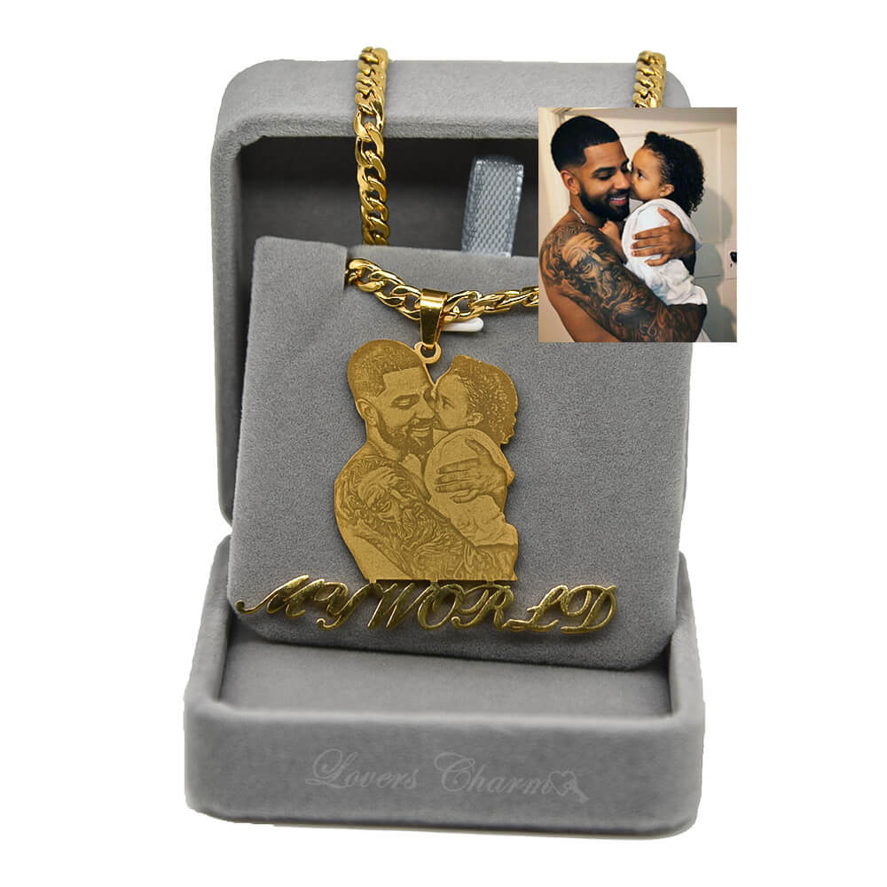 Mother's Day Gift Custom Photo Portrait Engraved Necklace-Engravingift