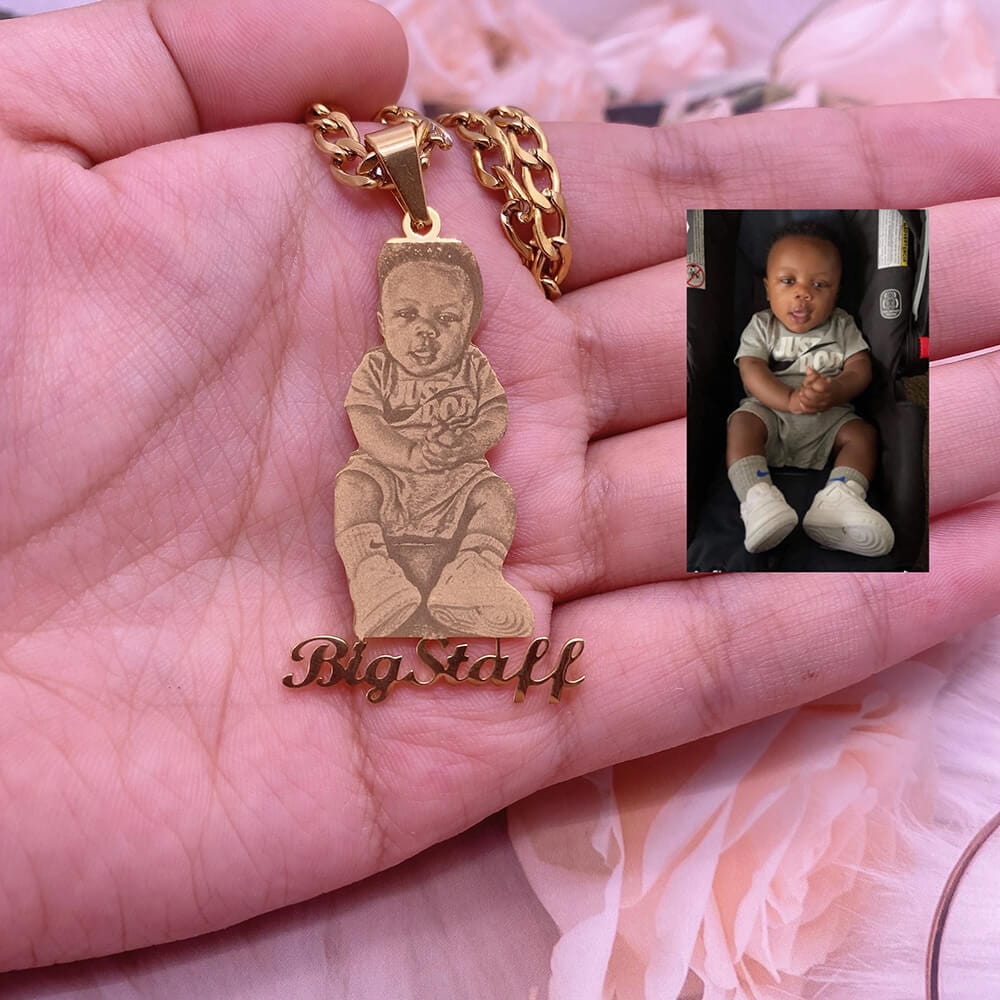 Mother's Day Gift Custom Photo Portrait Engraved Necklace-Engravingift