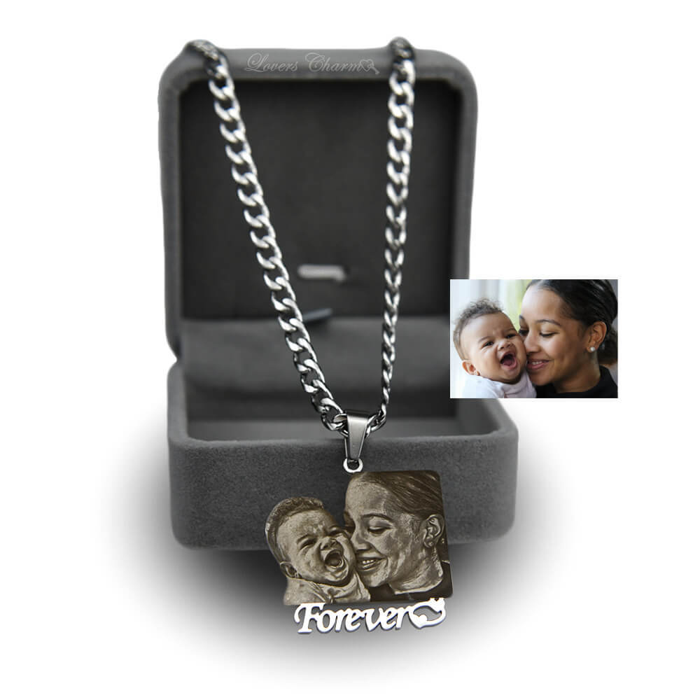 Mother's Day Gift Custom Photo Portrait Engraved Necklace-Engravingift
