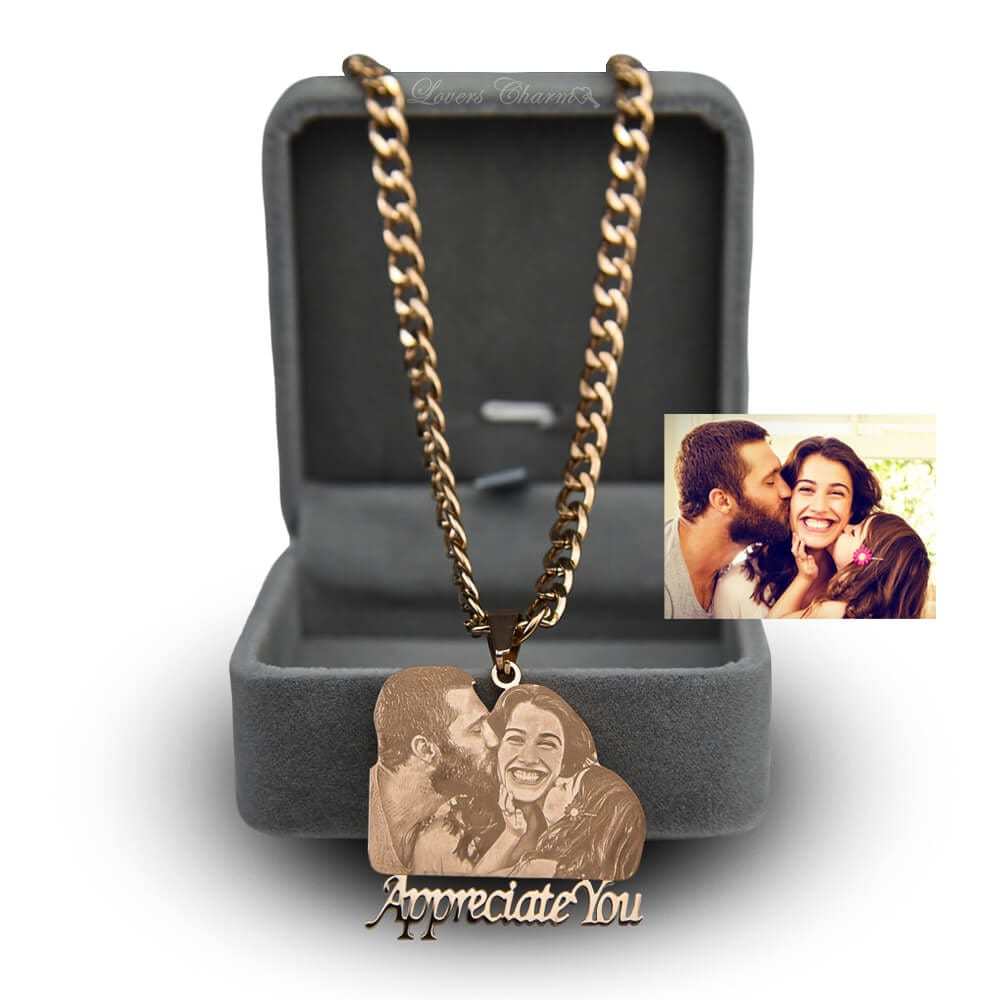 Mother's Day Gift Custom Photo Portrait Engraved Necklace-Engravingift