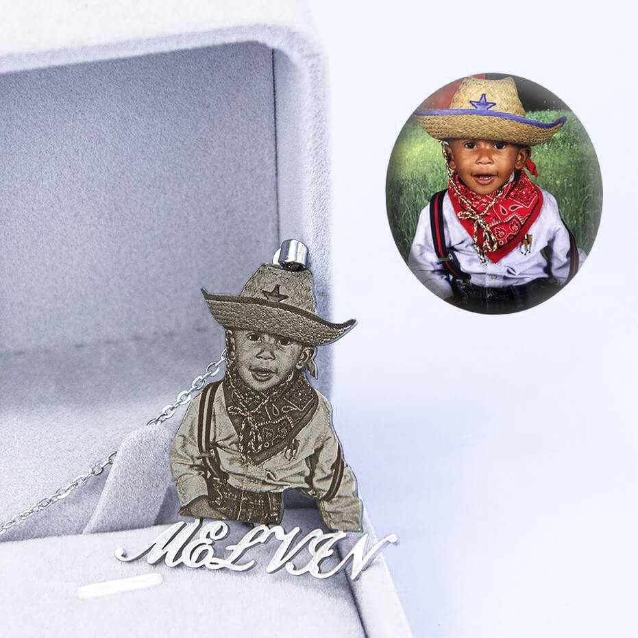 Mother's Day Gift Custom Photo Portrait Engraved Necklace-Engravingift