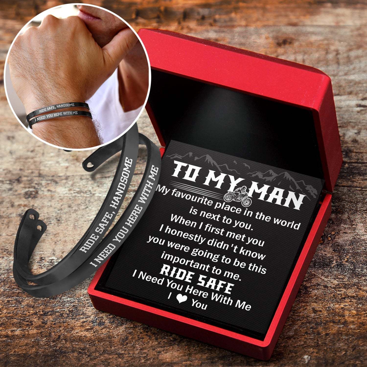 Father's Day Gift To My Man - I Love You - Biker Couple Bracelets-Engravingift