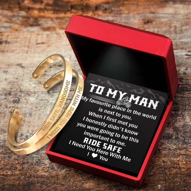 Father's Day Gift To My Man - I Love You - Biker Couple Bracelets-Engravingift