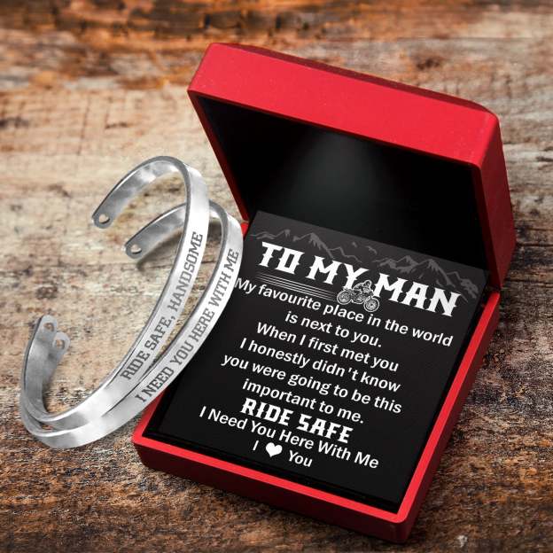 Father's Day Gift To My Man - I Love You - Biker Couple Bracelets-Engravingift