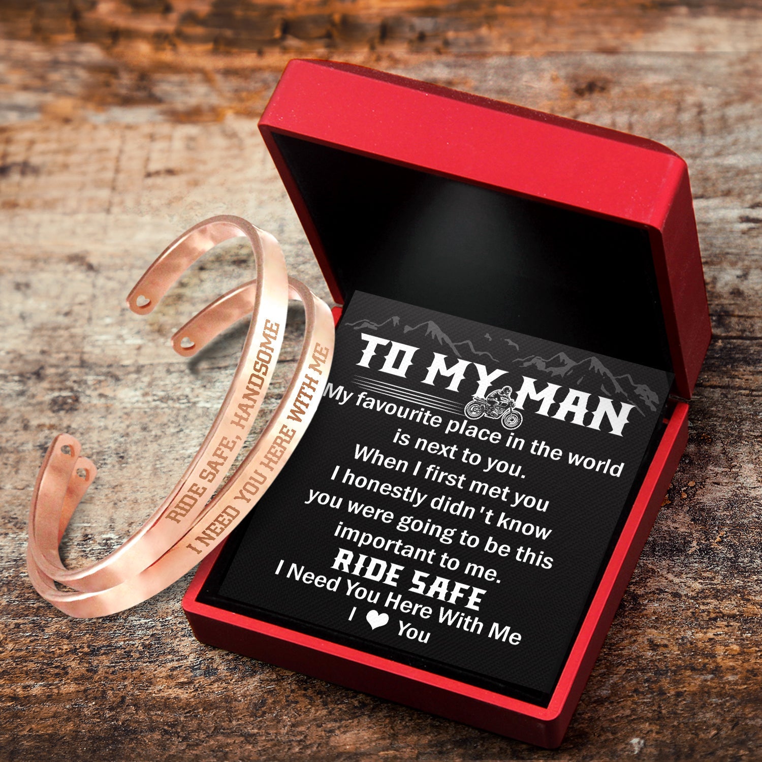 Father's Day Gift To My Man - I Love You - Biker Couple Bracelets-Engravingift