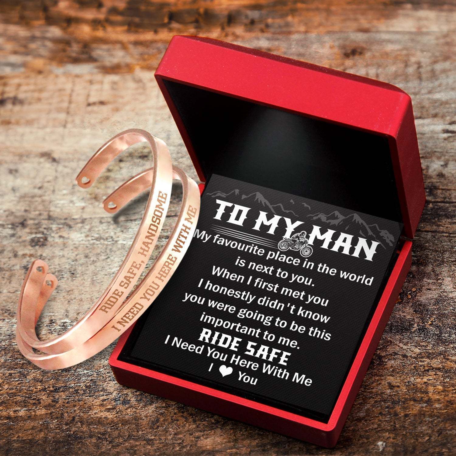 Father's Day Gift To My Man - I Love You - Biker Couple Bracelets-Engravingift