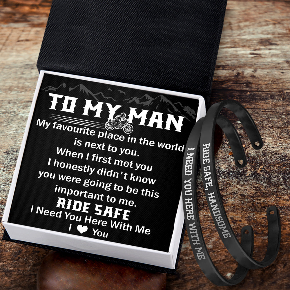 Father's Day Gift To My Man - I Love You - Biker Couple Bracelets-Engravingift
