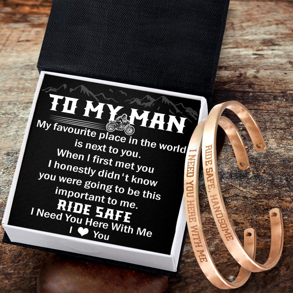 Father's Day Gift To My Man - I Love You - Biker Couple Bracelets-Engravingift