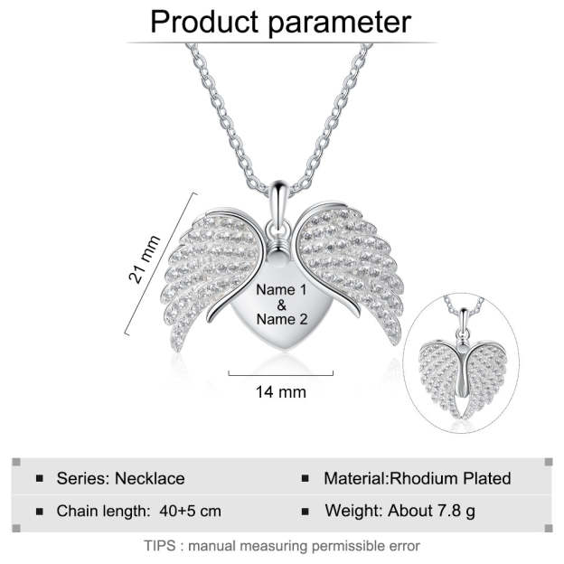 Mother's Day Gift Guardian Angel Wings Necklace with Angel Locket Heart Necklace-Engravingift