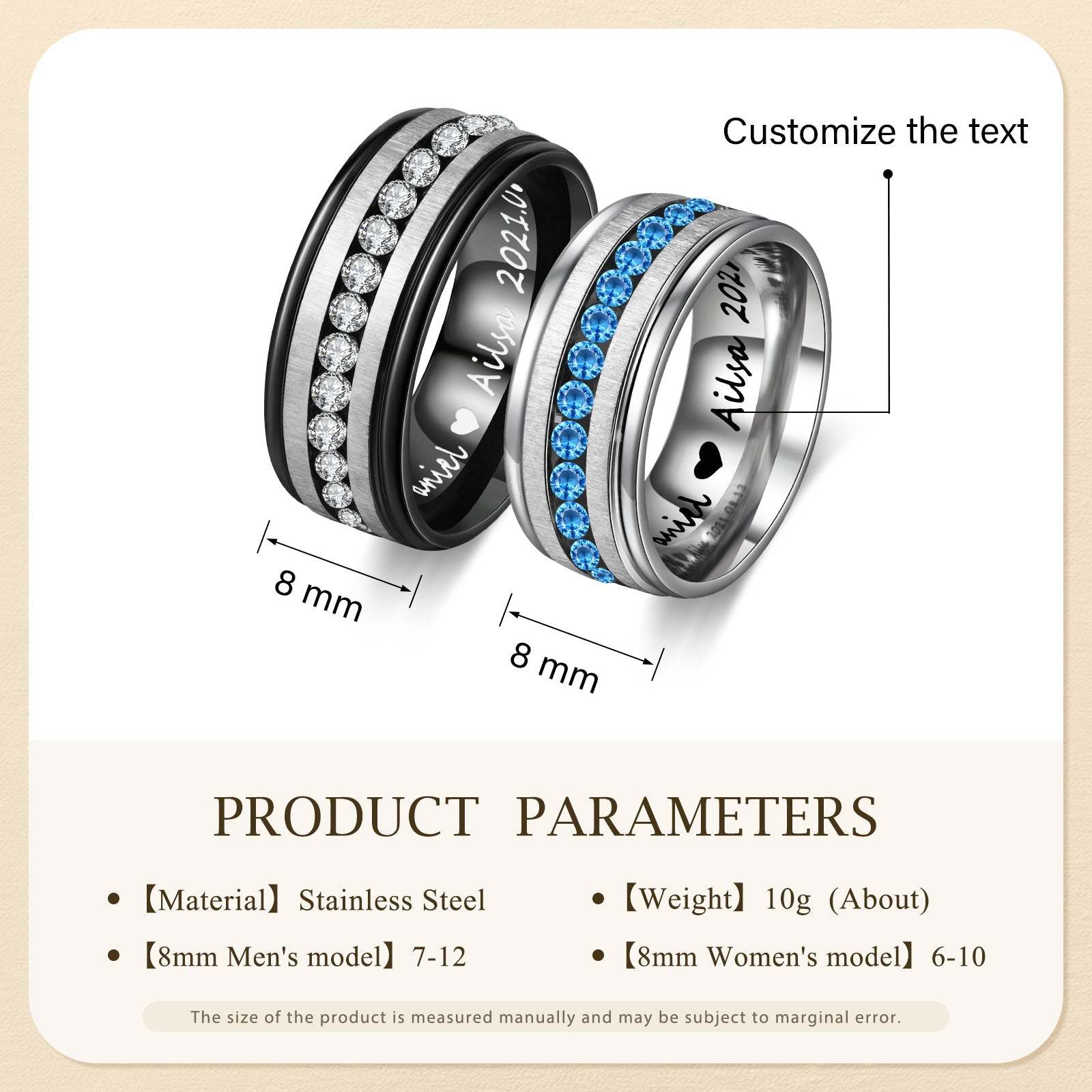 Mother's Day Gift Couple Ring Personalized Love Message Matching Rings Gift for Couple Friends BBF-Engravingift