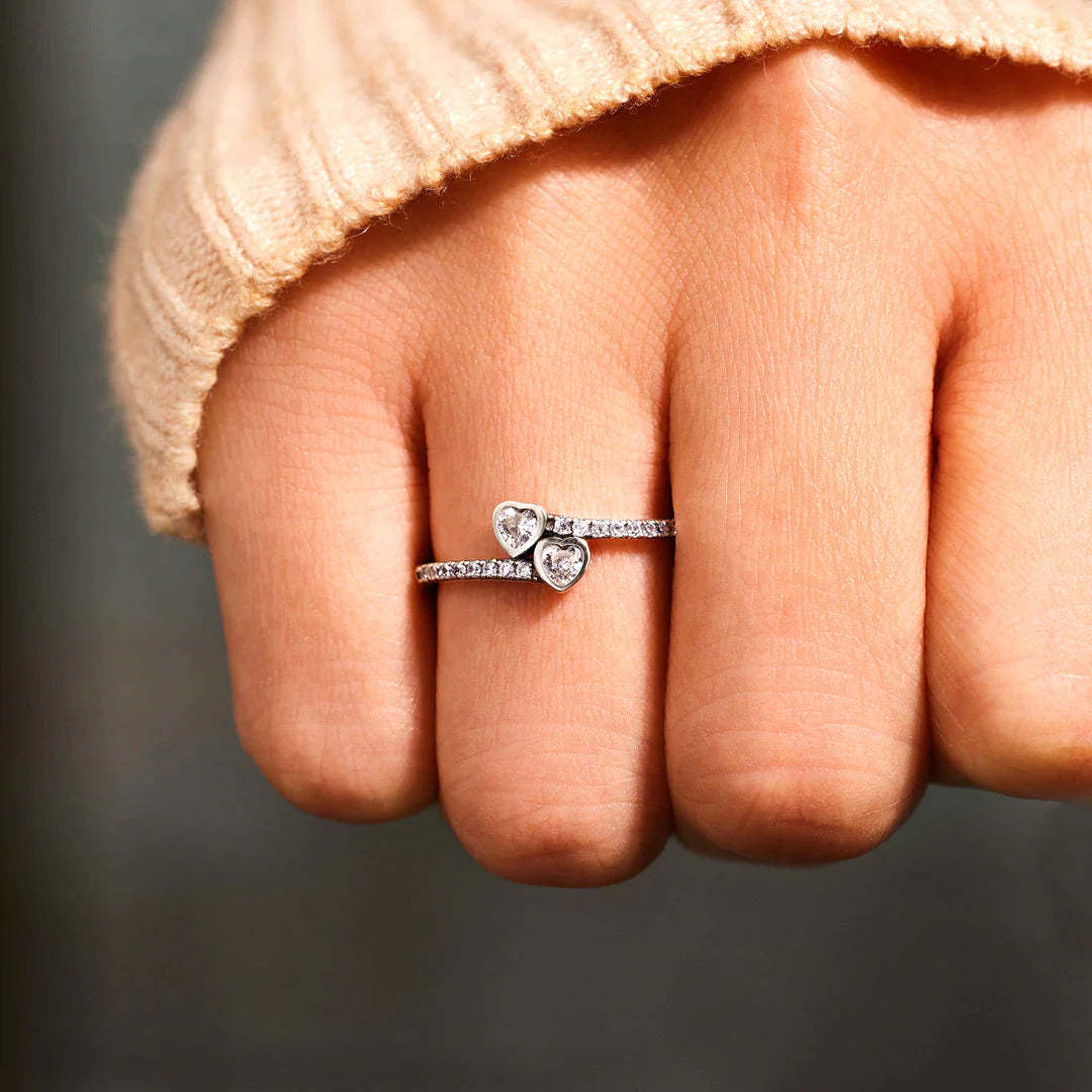 Mother's Day Gift To My Mom Double Heart Ring "Thank You for Being My Mom"-Engravingift