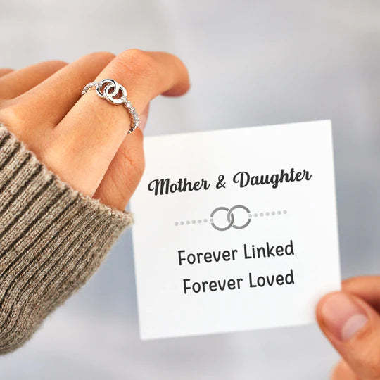 Mother's Day Gift Mother & Daughter S925 Forever Linked Dainty Interlocking Ring Set Gifts For Her-Engravingift