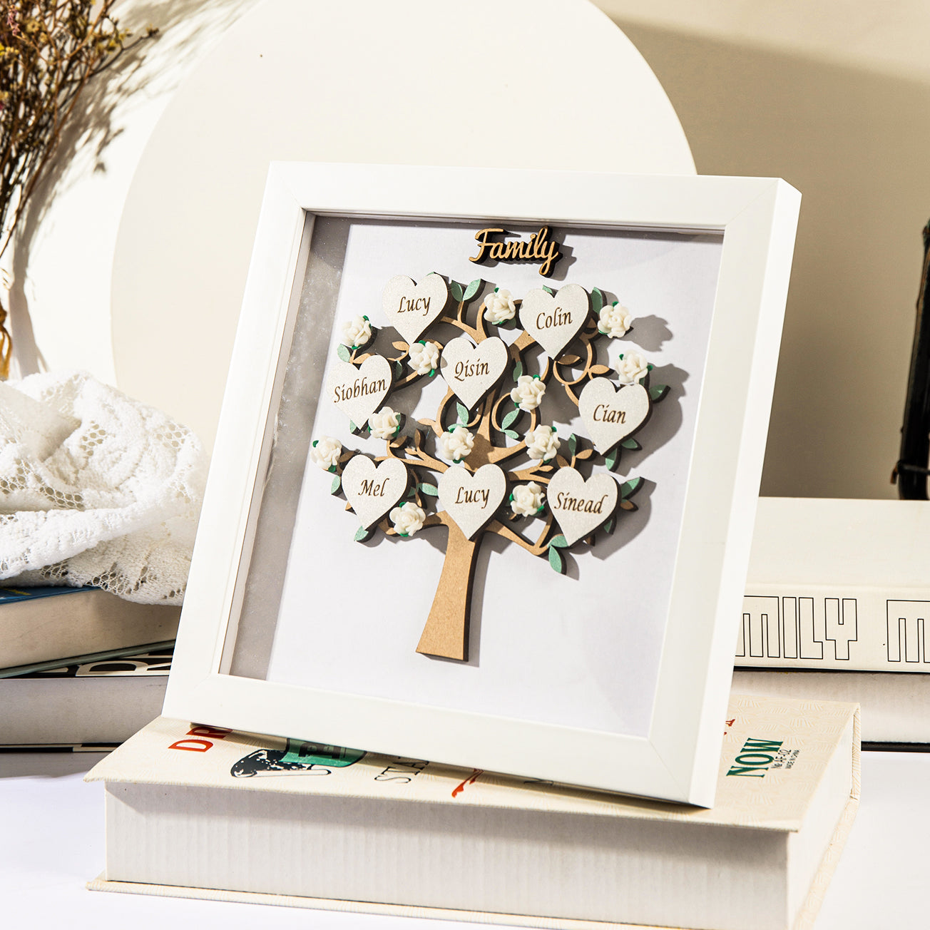 Mother's Day Gift Personalized Family Tree Frame Night Light Custom 5 Names Gifts for Family-Engravingift