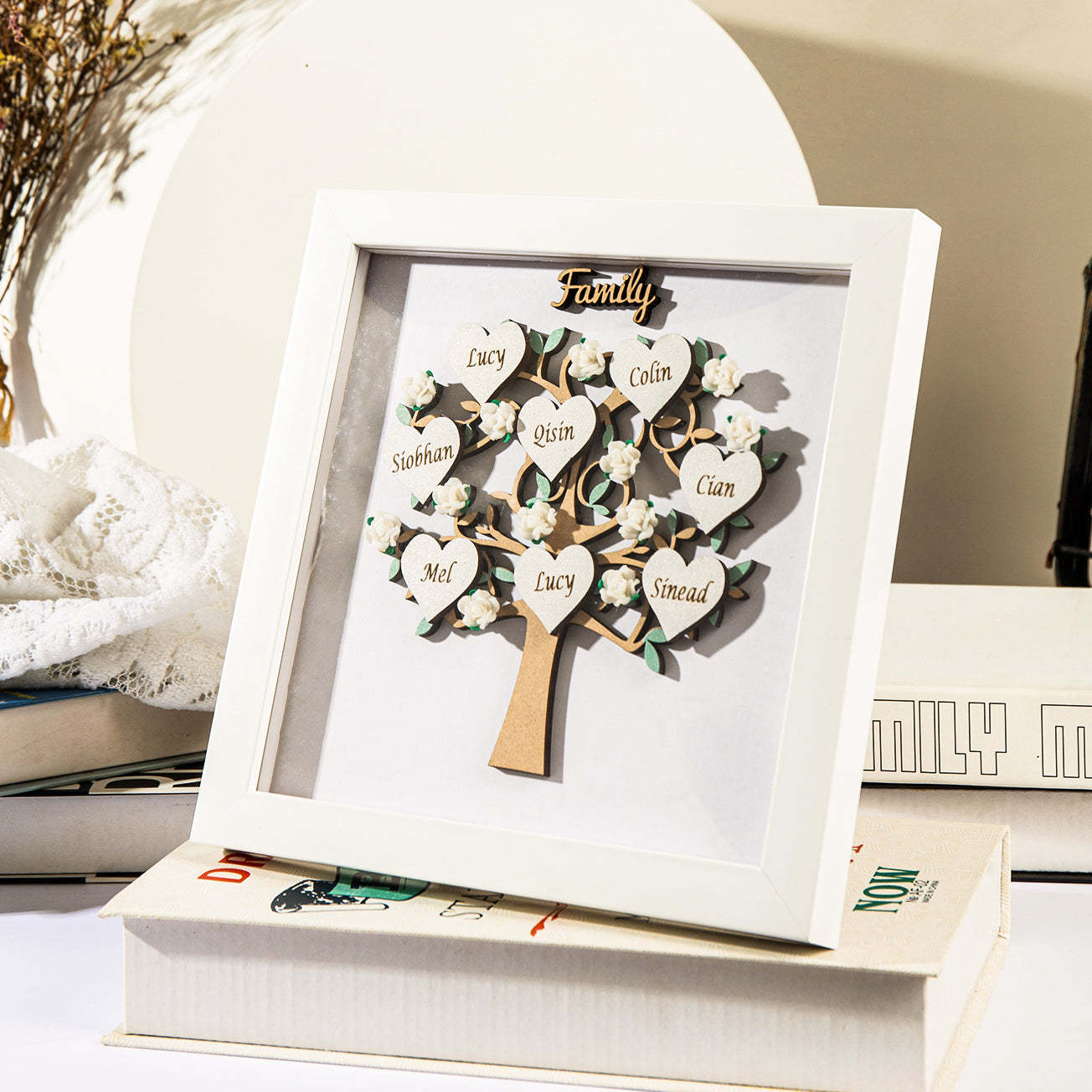 Mother's Day Gift Personalized Family Tree Frame Night Light Custom 5 Names Gifts for Family-Engravingift