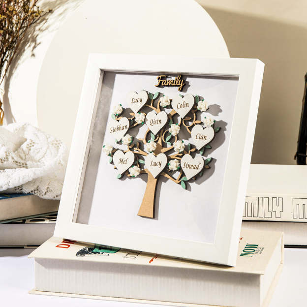 Mother's Day Gift Personalized Family Tree Frame Night Light Custom 5 Names Gifts for Family-Engravingift