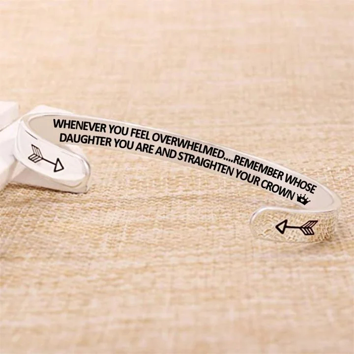 To My Badass Daughter Crown Cuff Bracelet "Straighten Your Crown"