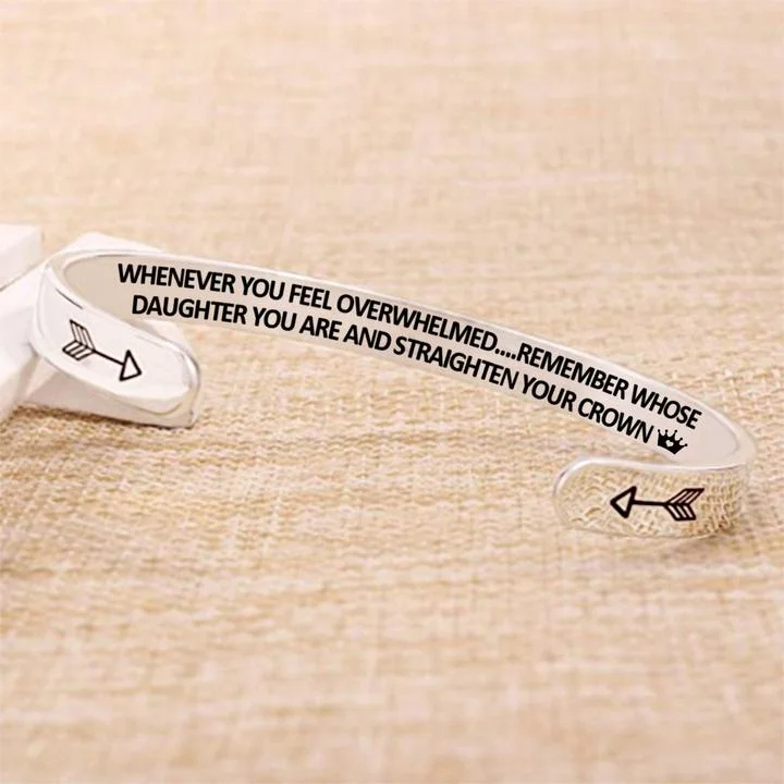 To My Badass Daughter Crown Cuff Bracelet "Straighten Your Crown"