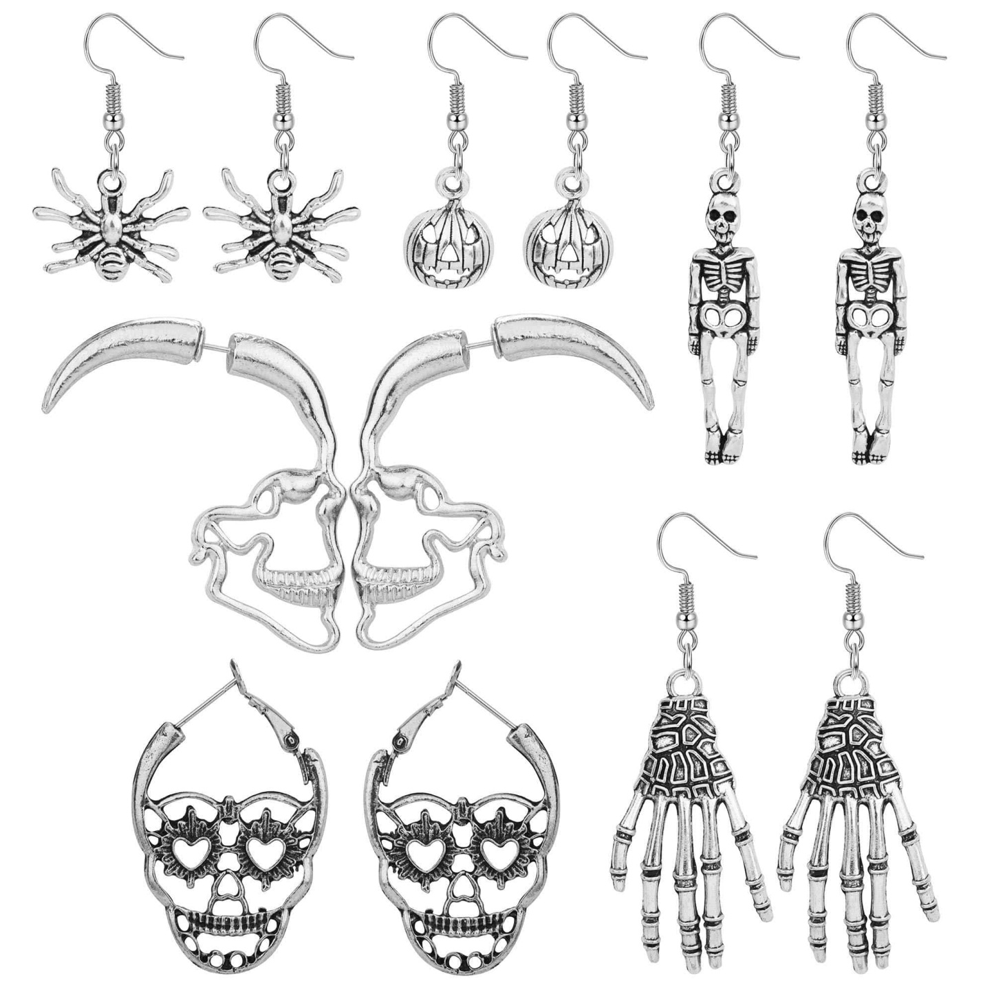 Halloween Earrings Set Skeleton Skull Face Stud Earrings Earring MelodyNecklace