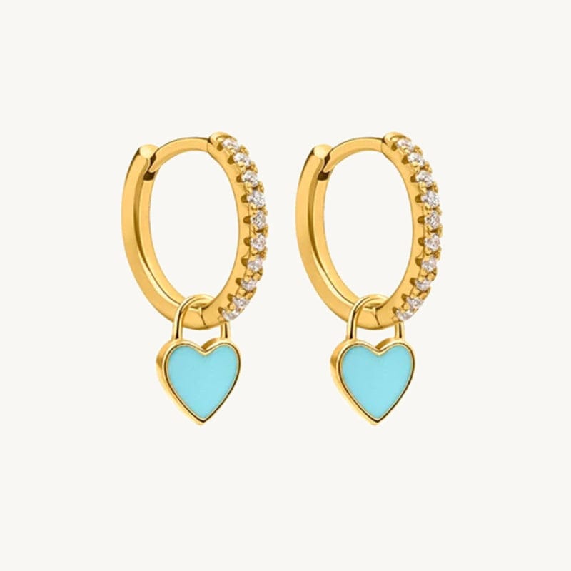 Heart Drop Earrings Gold / Turquoise Earrings MelodyNecklace