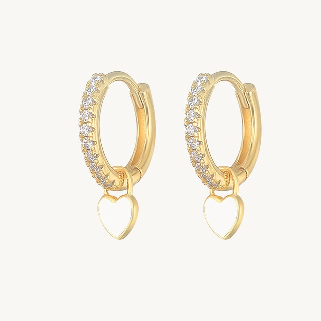 Heart Drop Earrings Gold / White Earrings MelodyNecklace