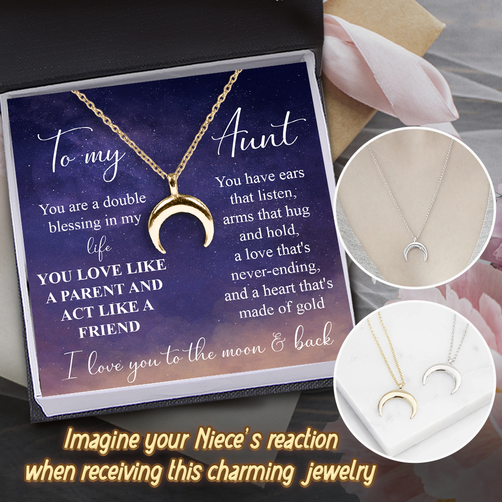 Mother's Day Gift Charmy Moon Necklace - Family - To My Aunt - You Are A Double Blessing In My Life-Engravingift