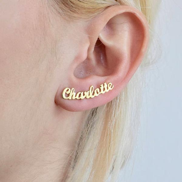 Mother's Day Gift Script Name Earring-Name Stud Earring(1 Pair)-Engravingift