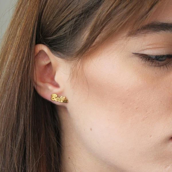 Mother's Day Gift Script Name Earring-Name Stud Earring(1 Pair)-Engravingift