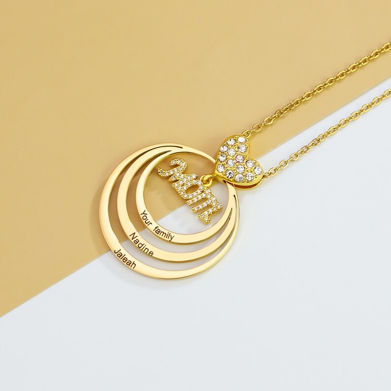Mother's Day Gift Personalized Family Stacked Circles Necklace Connect with Mom's Heart-Engravingift