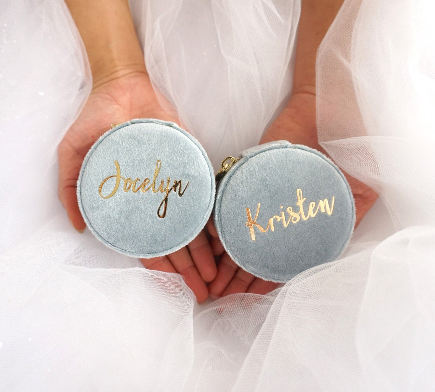 Quality Italian Velvet Travel Round Jewelry Box