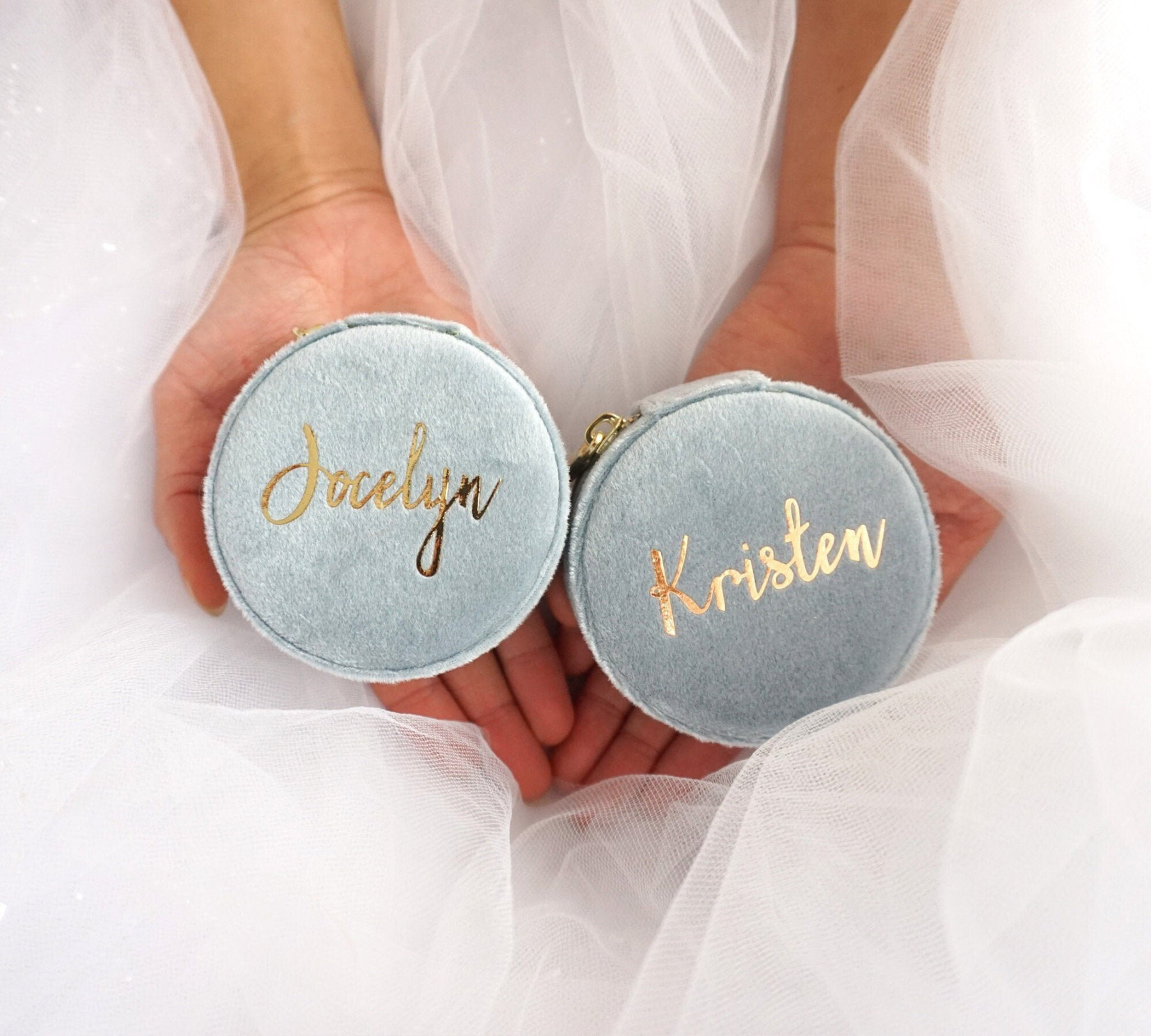 Quality Italian Velvet Travel Round Jewelry Box