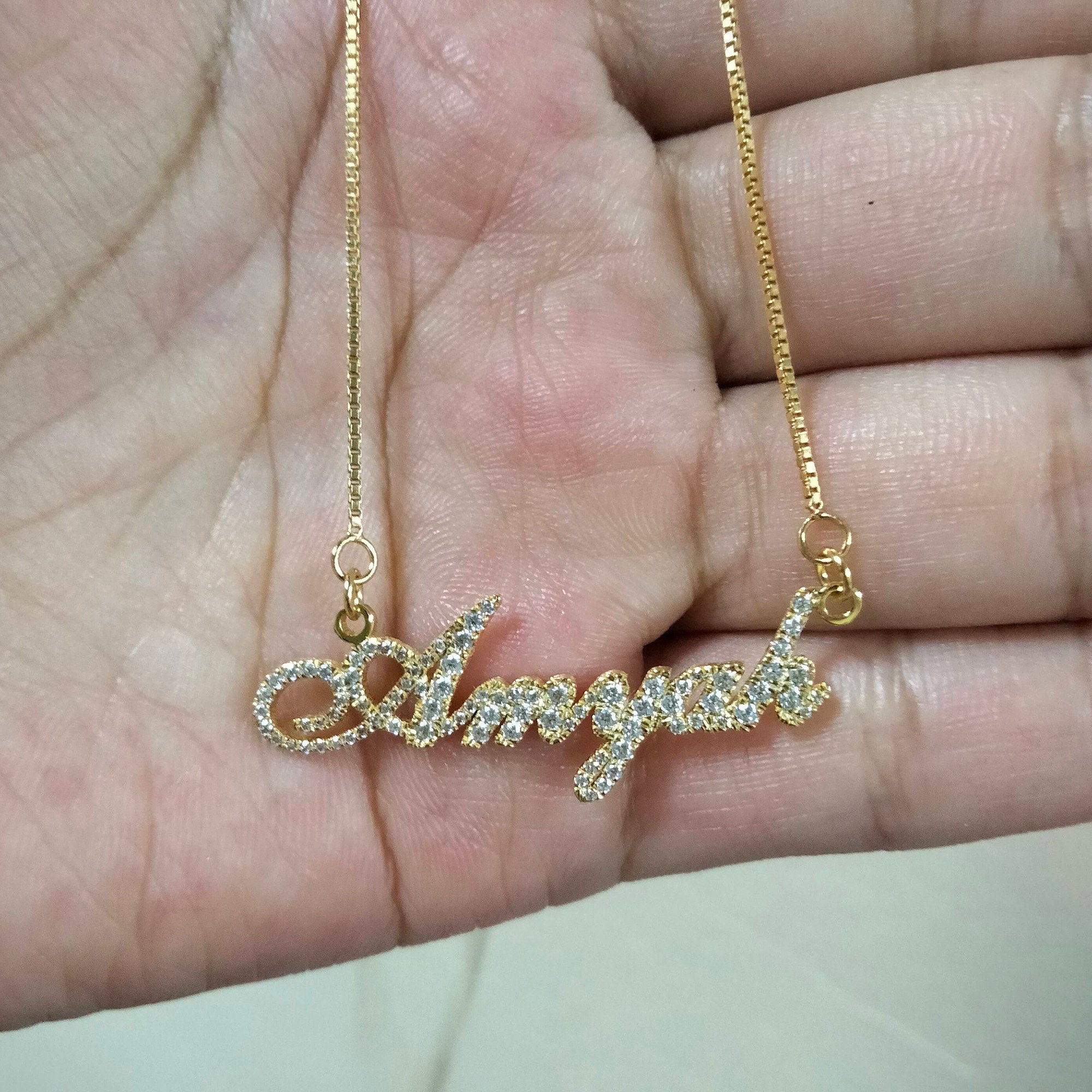 Christmas Gift Personalized Shiny Diamond Name Necklace