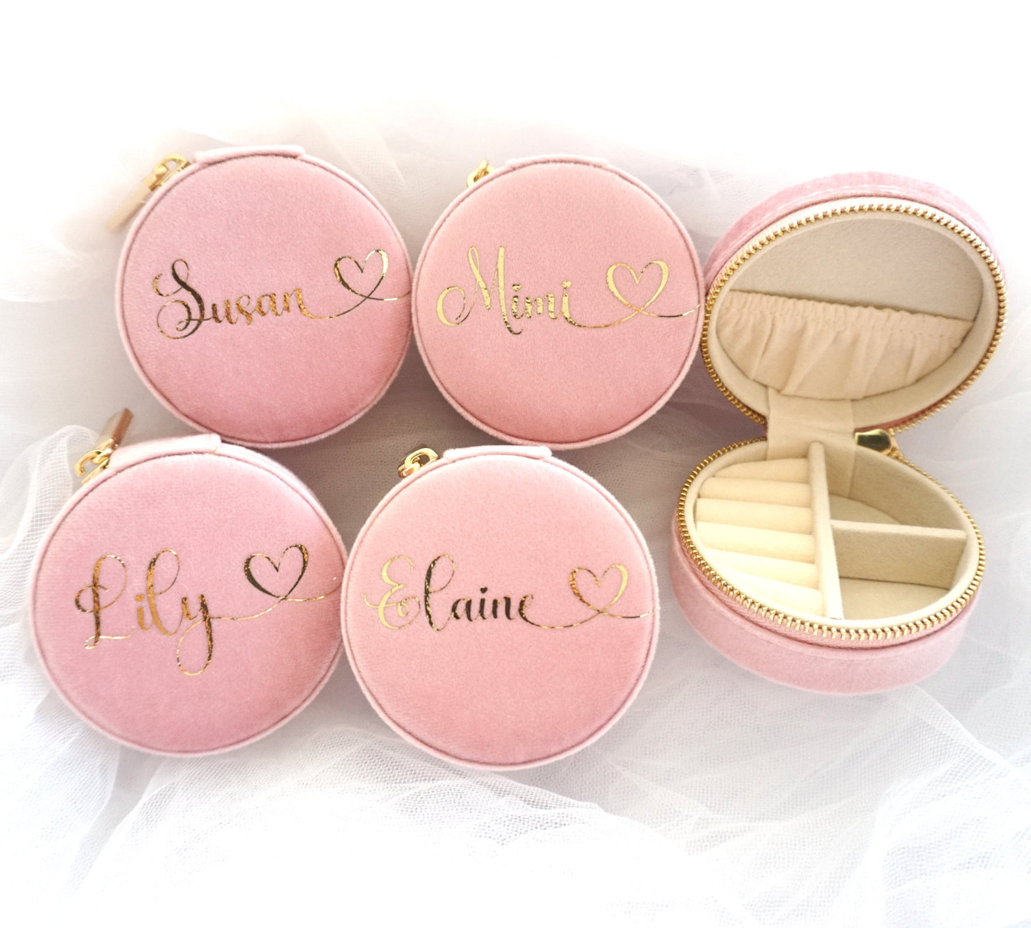 Quality Italian Velvet Travel Round Jewelry Box