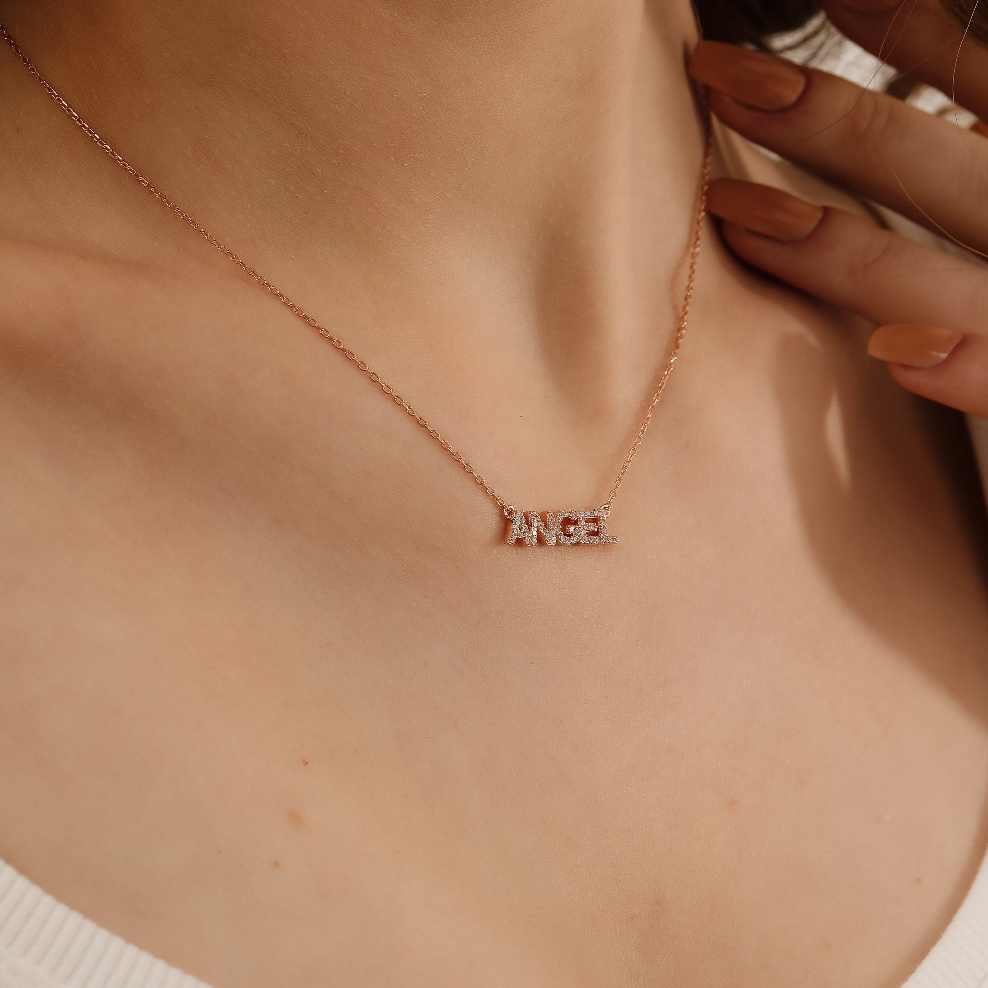 Christmas Gift Personalized Shiny Diamond Name Necklace