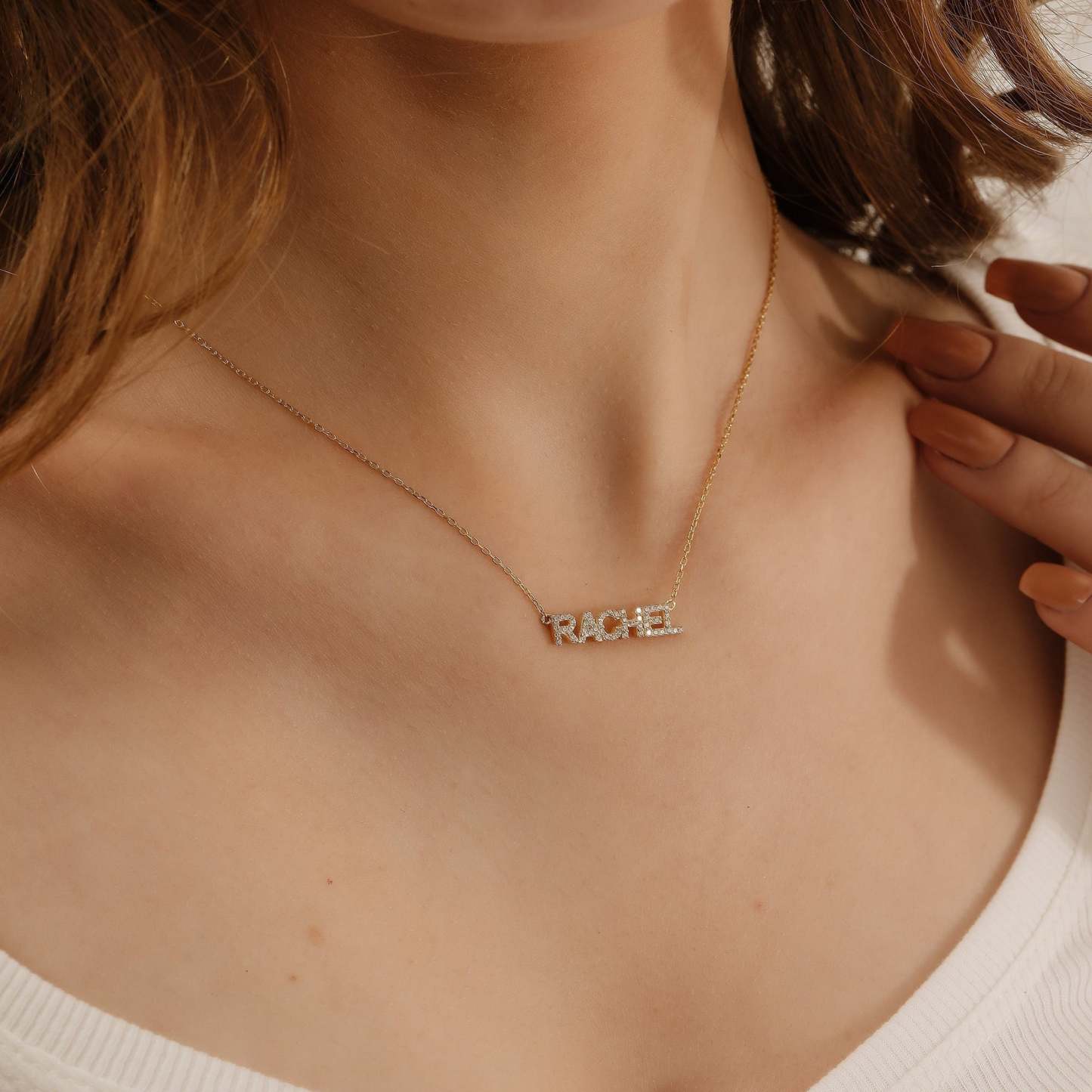 Christmas Gift Personalized Shiny Diamond Name Necklace
