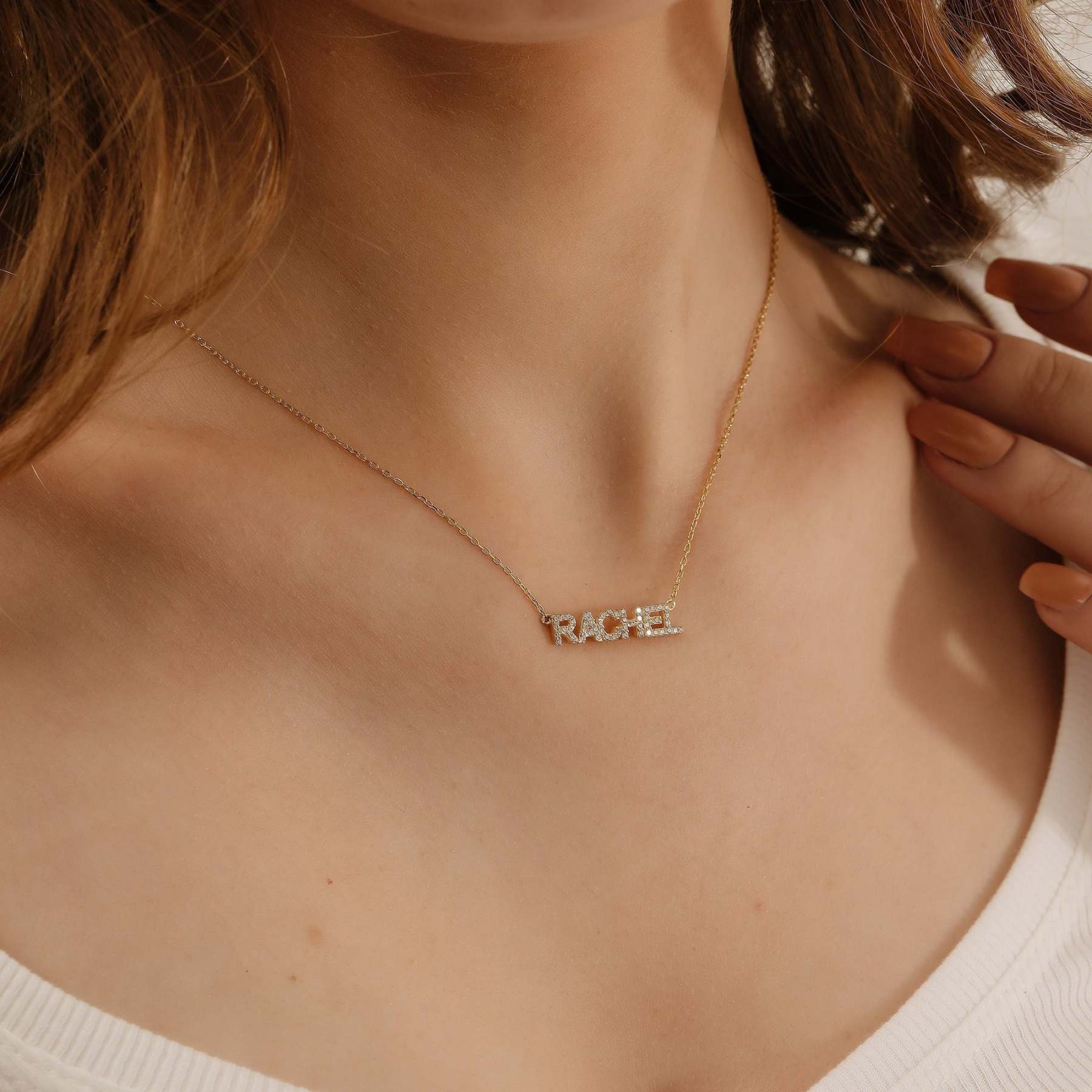 Christmas Gift Personalized Shiny Diamond Name Necklace