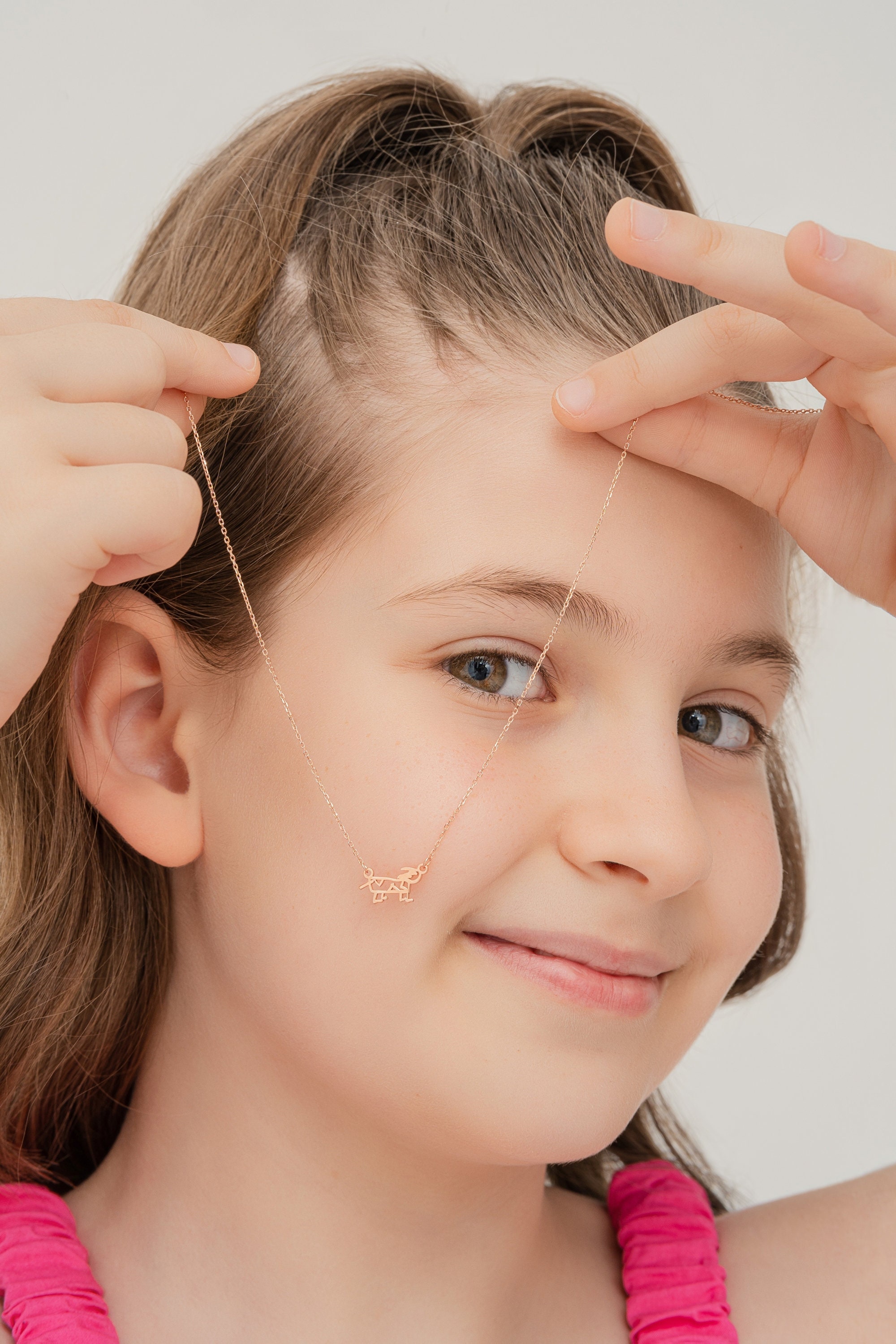 Christmas Gift Memorial Kids Drawing Necklace • Your Children's Actual Artwork Necklace